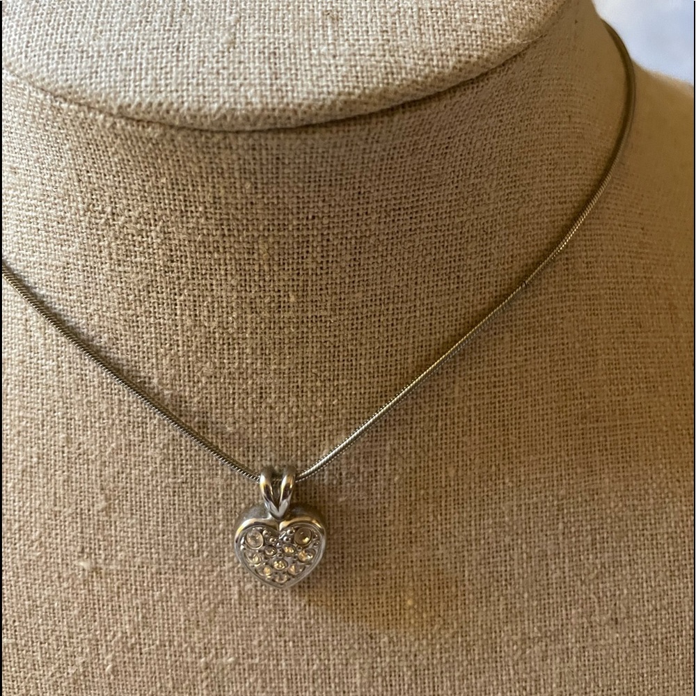 Pierre Balmain dainty rhodium plated Swarovski crystal heart necklace